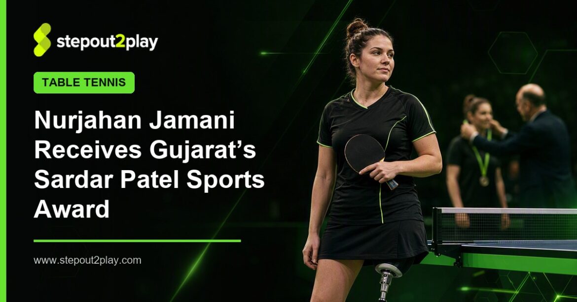 Nurjahan Noorali Jamani and Sardar Patel Sports Award in Table Tennis action